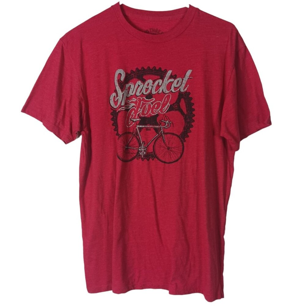 Sprocket Fuel Retro Cycling T-Shirt Red Mens Medium Casual Cyclist Bike Outdoors
